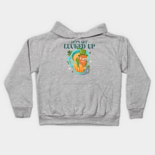 Let's Get Lucked Up Beer Leprechaun St Patricks Day Design Green Pot of Gold Leprechaun Gift St Patties Day Celebration Shirt Best Shirt for Saint Patricks Day Beer Lover Kids Hoodie